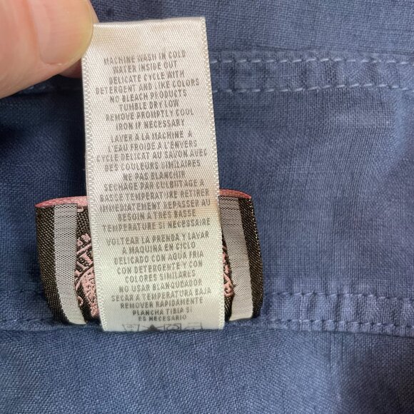 Juicy Couture Size 8 Beachy Linen Pants Wide Leg Belted Denim Blue Color - Picture 14 of 14